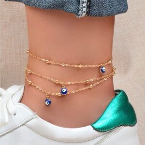 Evil Eve Charm Lavered Anklet